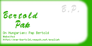 bertold pap business card